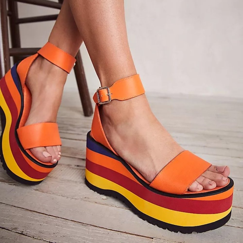 Free People Parris Platform Wedge Sandals - Picture 2 of 13